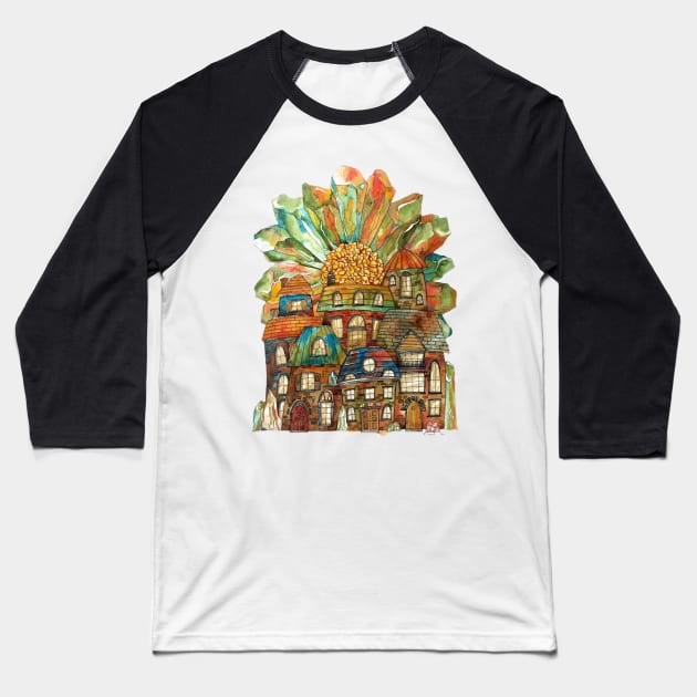 Whimsical House Abstract Baseball T-Shirt by amyliafaizalart